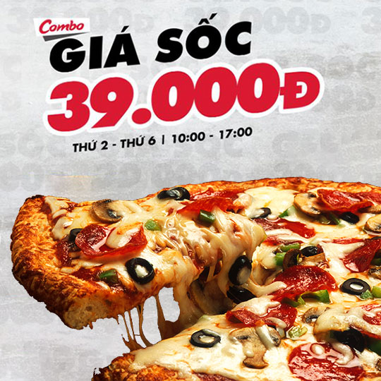 Combo pizza chỉ 39k vào cuối tuần