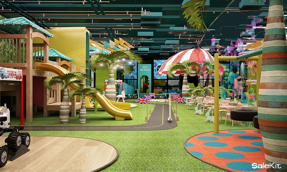 Mô hình thiết kế khu vui chơi trẻ em trong nhà 300m2 Hồng Anh S2101